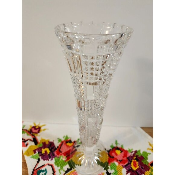Vintage Crystal Footed Bud Vase 8” Echt Bleikristall Germany - Picture 1 of 13